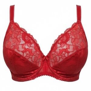 Delimira Minimizer Bra Full Coverage Lace Underwire‎ Support Red 36 H
